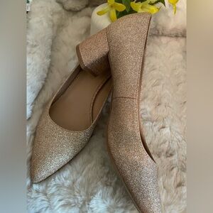 Elegant Glitter Block Heel Shoes DREAM PAIRS Closed Toe slipons Sz:7.5 Like New